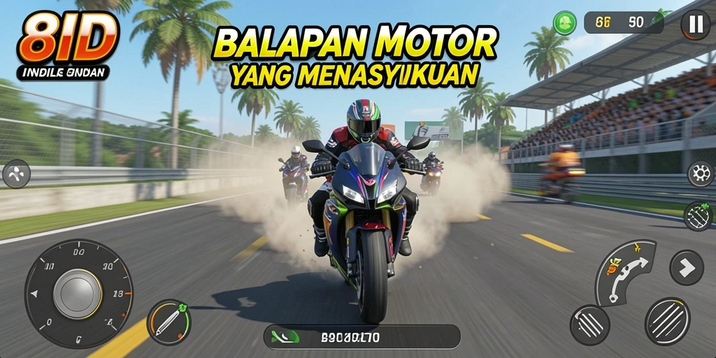 Tampilan gameplay seru dalam balapan motor di 8ID.