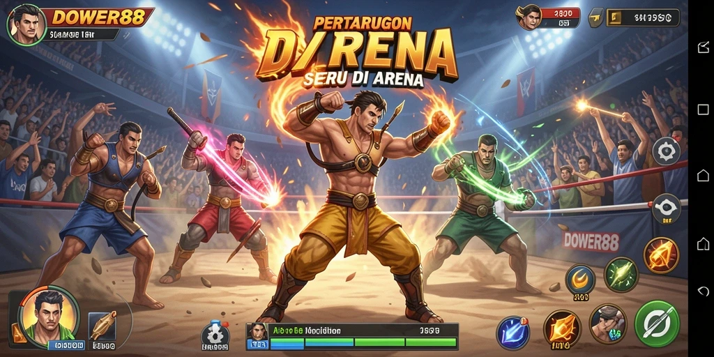 Tangkapan layar gameplay DOWER88 menunjukkan pertarungan yang intens dan mendebarkan.