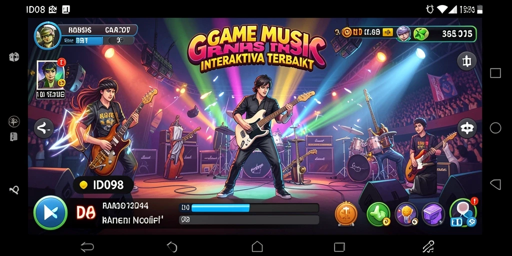 Tampilan gameplay interaktif ID098 yang penuh musik dan keseruan.