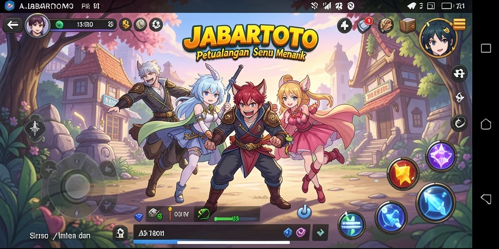 Screenshot utama JABARTOTO menampilkan karakter anime dalam aksi.