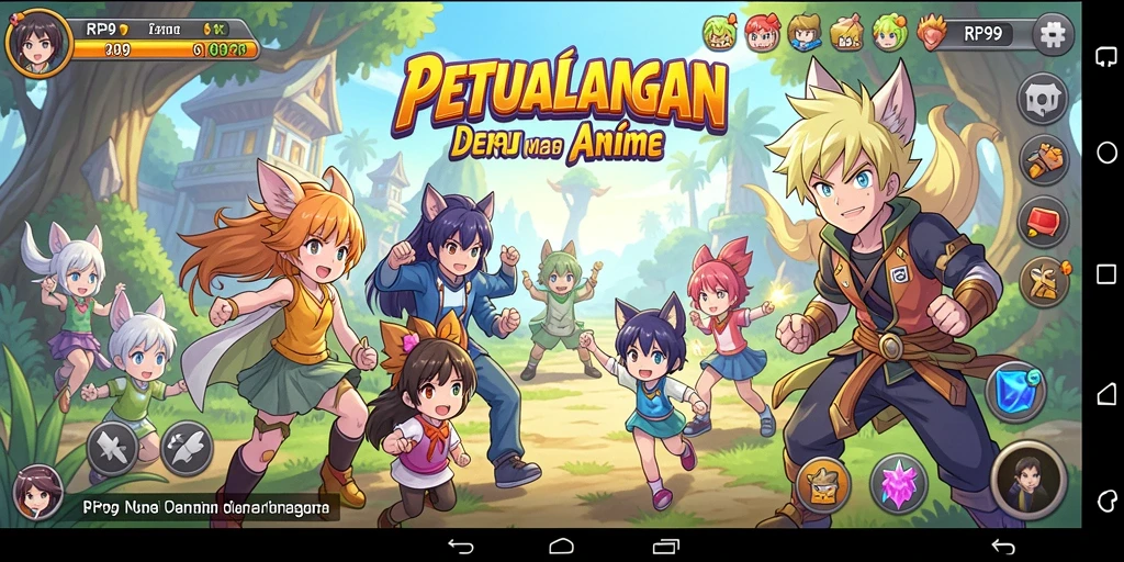 Screenshot utama RP99 menampilkan aksi mendebarkan dalam permainan Anime.