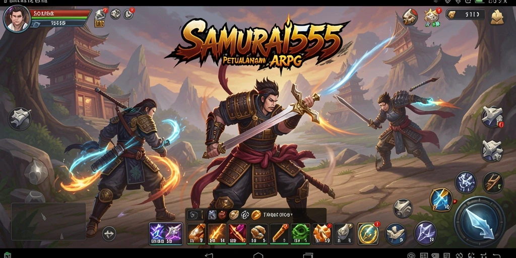 Tangkapan layar menunjukkan aksi seru dalam permainan ARPG SAMURAI555.